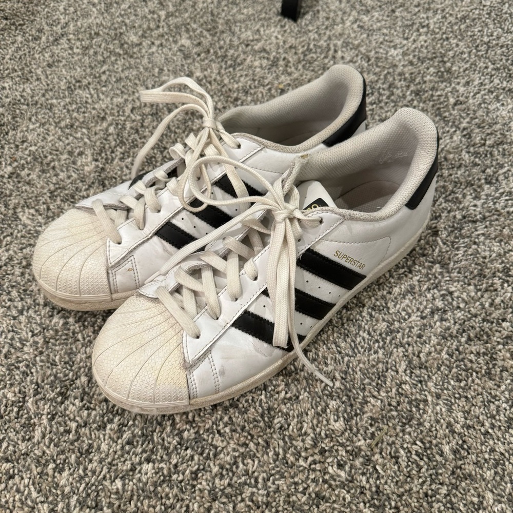 Adidas Superstar Shell Toe Sneakers Black White 9.5